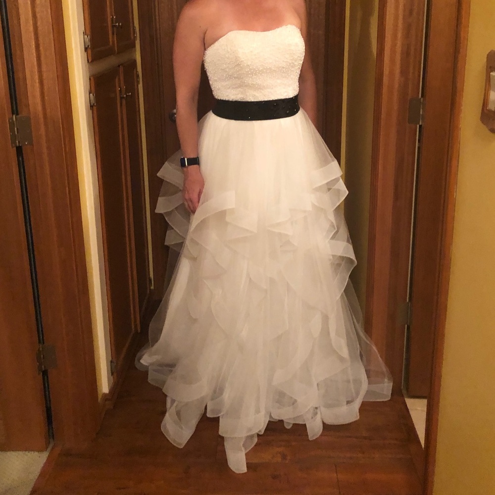 Basix Black Label Strapless Beaded Gown Size 10